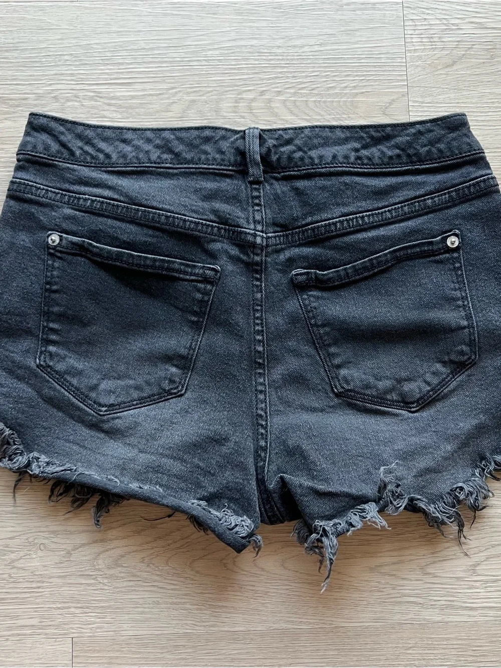 Black Denim Shorts with Silver Studs